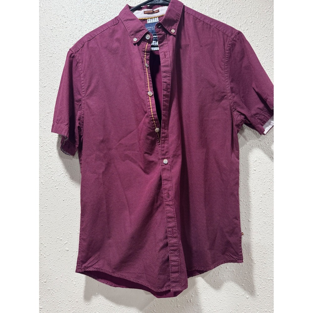 Denim & Flower Ricky Singh Mens Slim Fit Short Sleeve Button Down Shirt L